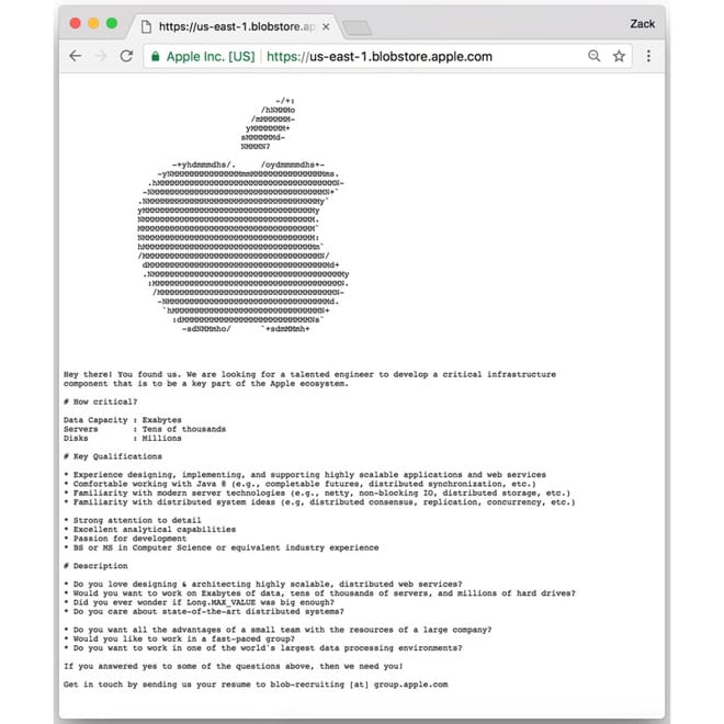 annuncio Apple web