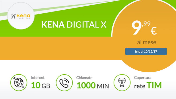 Kena Mobile lancia la nuova offerta “Digital X”: 1000 minuti e 10GB a soli 9,99? al mese
