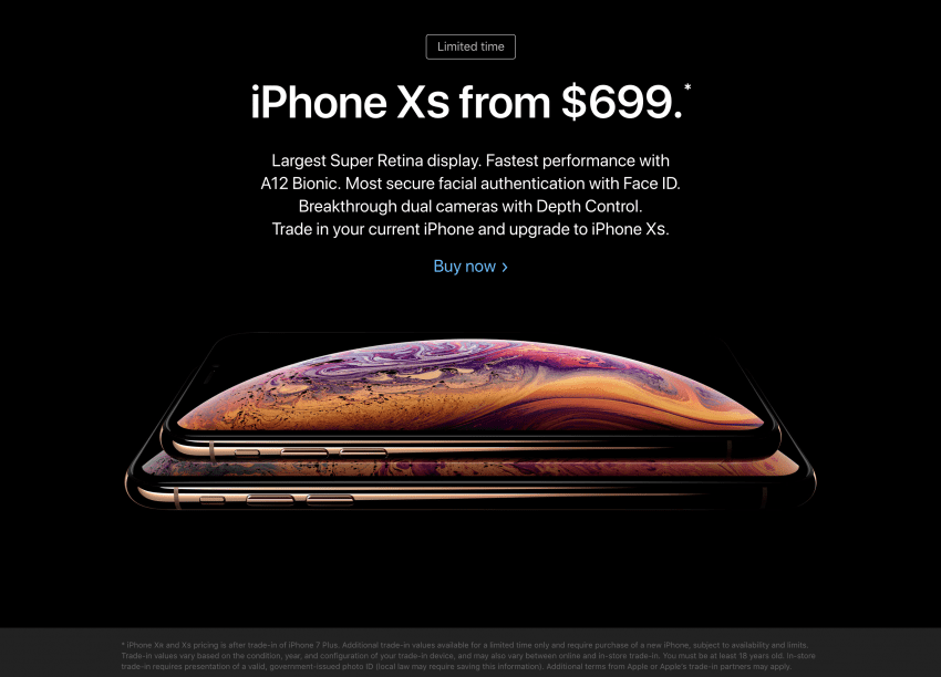 home page apple iphone xs