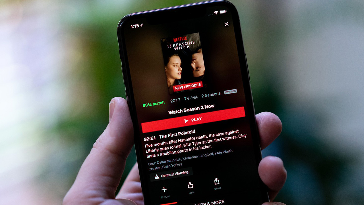 L'app di Netflix in esecuzione su iPhone X