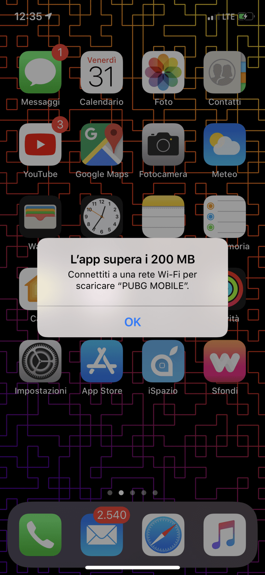 limite download app store 200mb