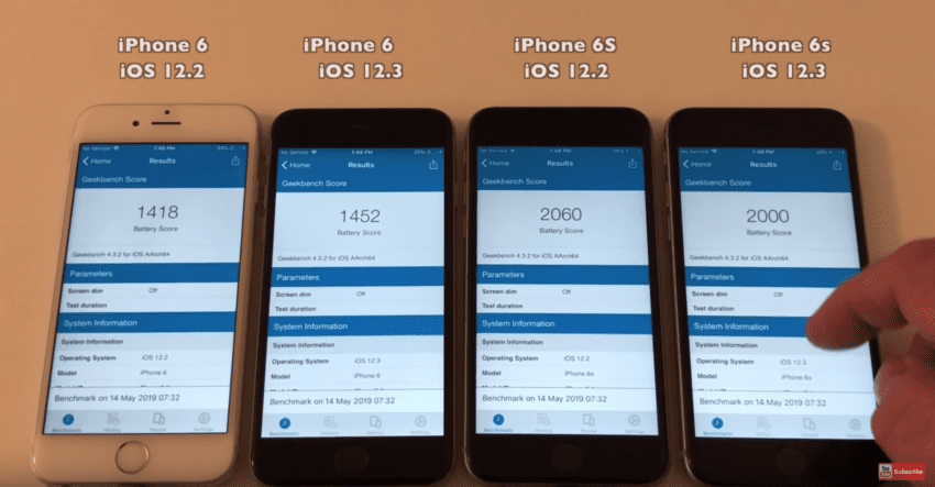 iOS 12.3 battery test