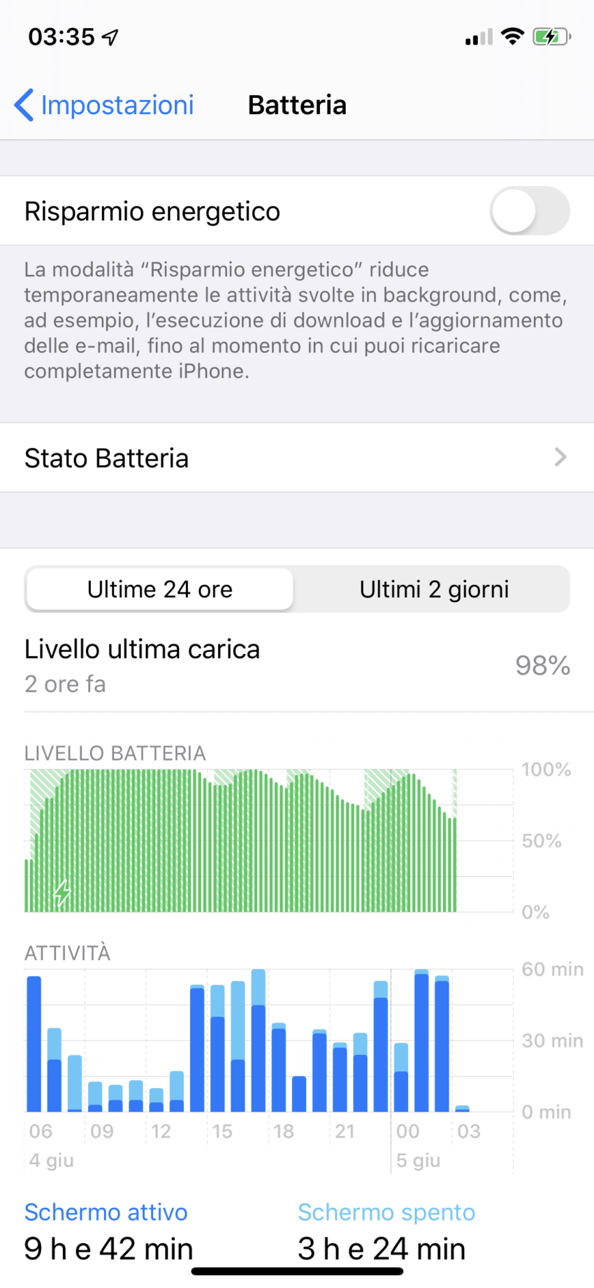 ios 13 batteria