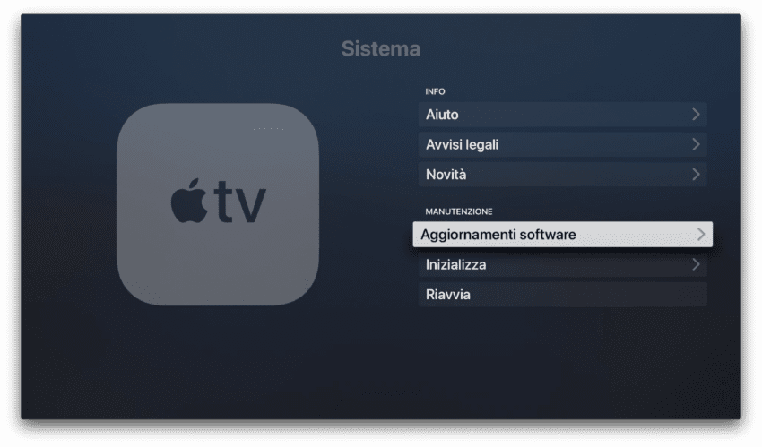 aggiornamento software apple tvos 13