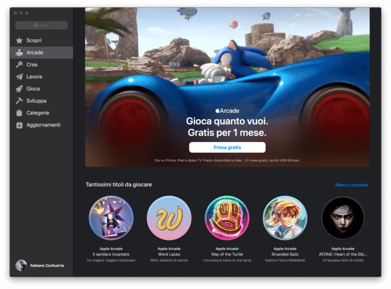 Apple arcade su macos catalina