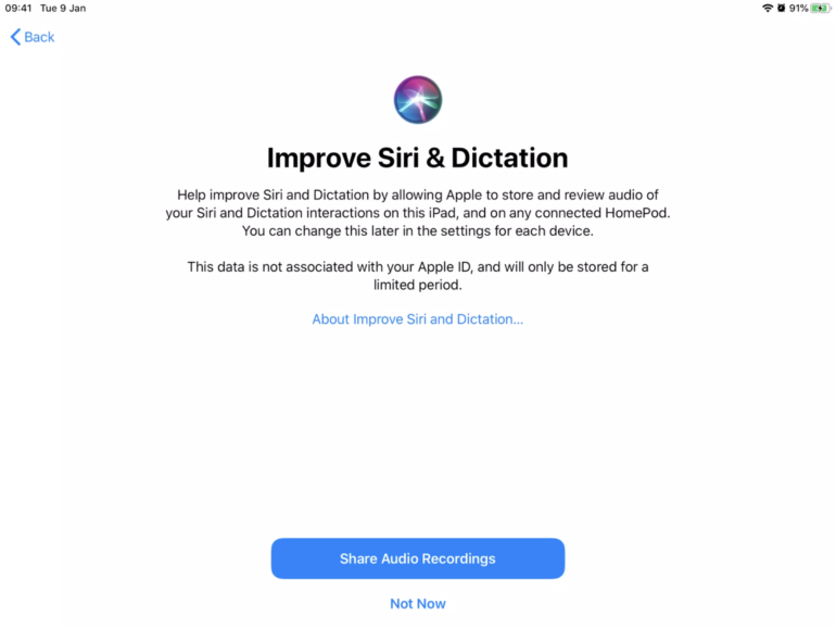 dettatura Siri privacy