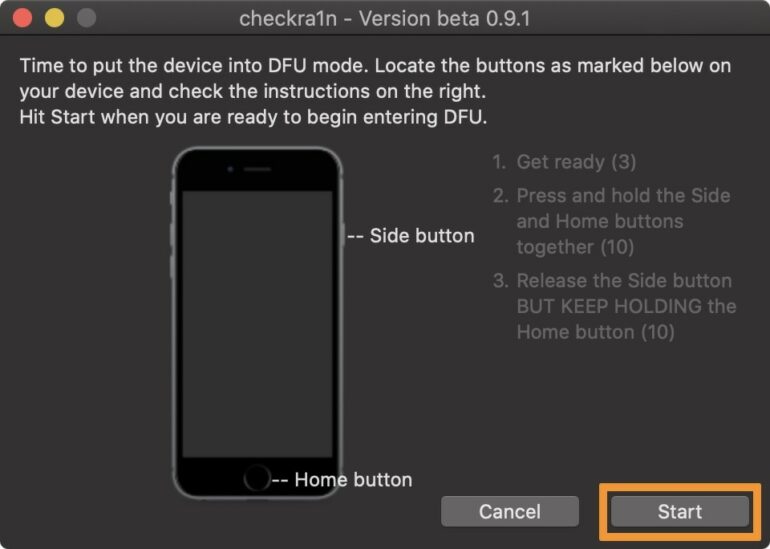 checkra1n-start-DFU