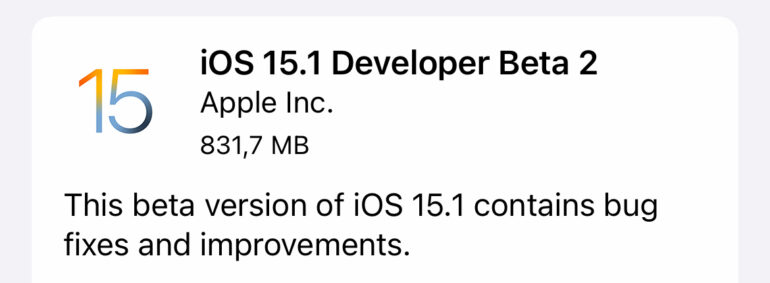 ios 15.1 beta 2