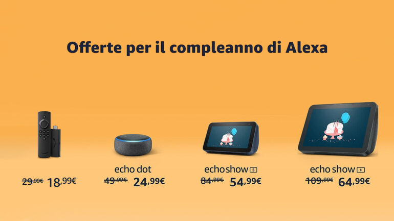 E' il compleanno di Alexa ed  mette in sconto vari prodotti:  eccezionali offerte su Fire TV ed Echo