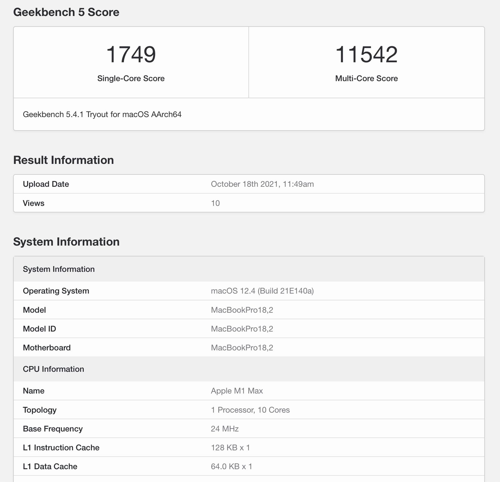 M1 Max benchmark