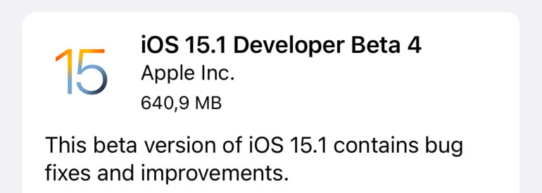 ios 15.1 beta 4 
