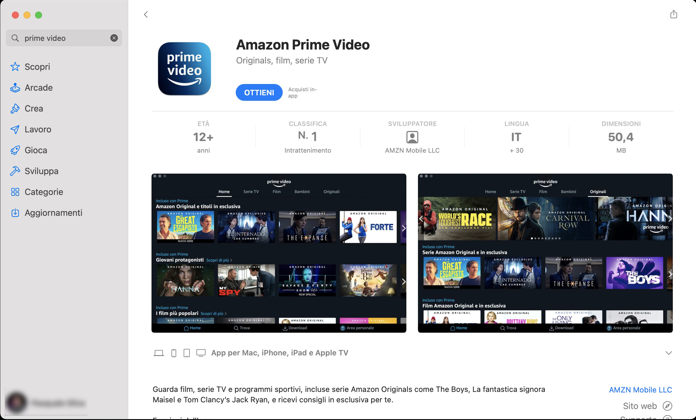 Amazon Prime Video macOS