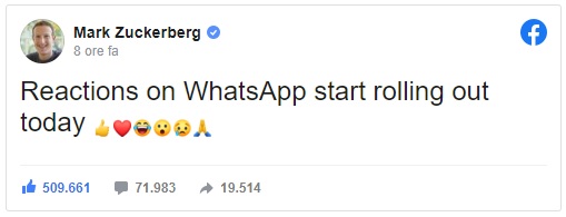 Zuckerberg Reazioni WhatsApp