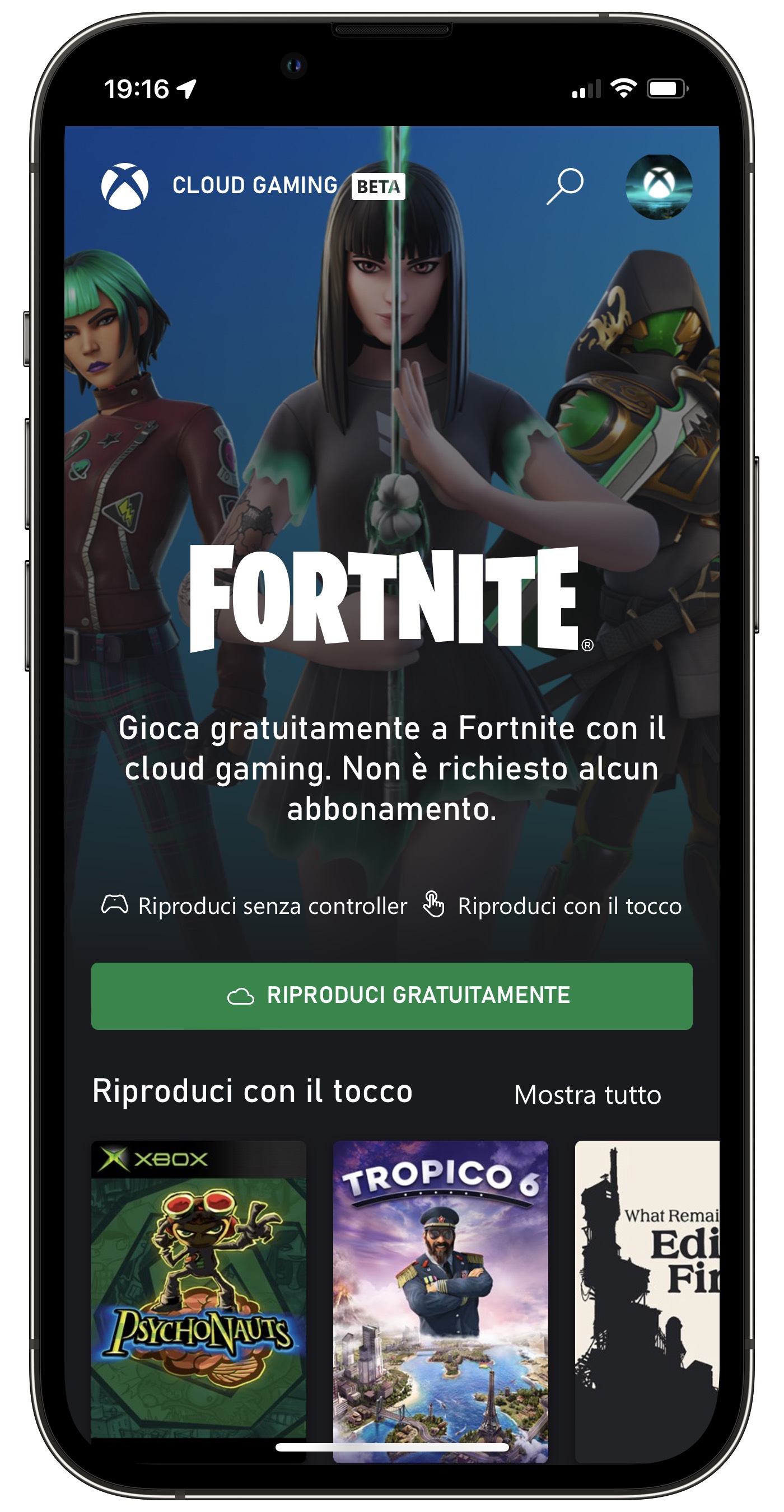 Fortnite Xbox Cloud Gaming