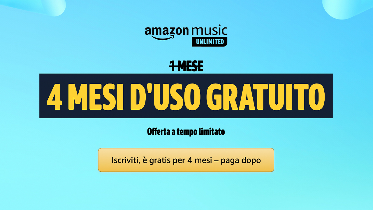 Blocca il tuo abbonamento Spotify o Apple Music e Prova Amazon Music Unlimited GRATIS per 4 mesi