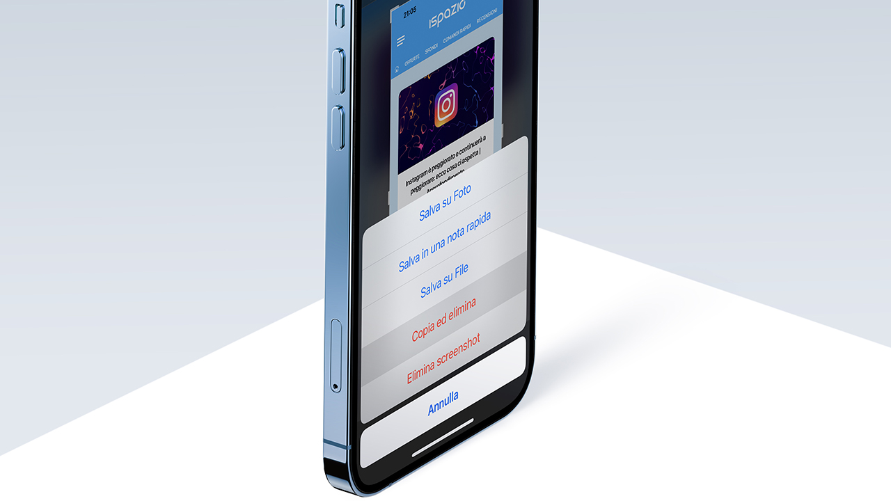 ios 16 copia ed elimina screenshot
