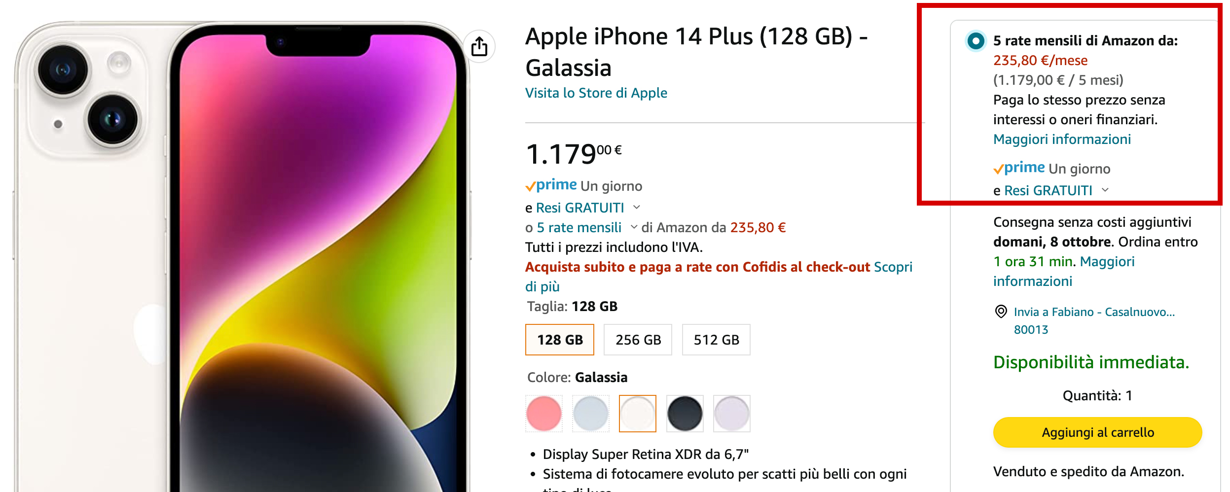 Gli iPhone 14 Plus sono disponibili all'acquisto su