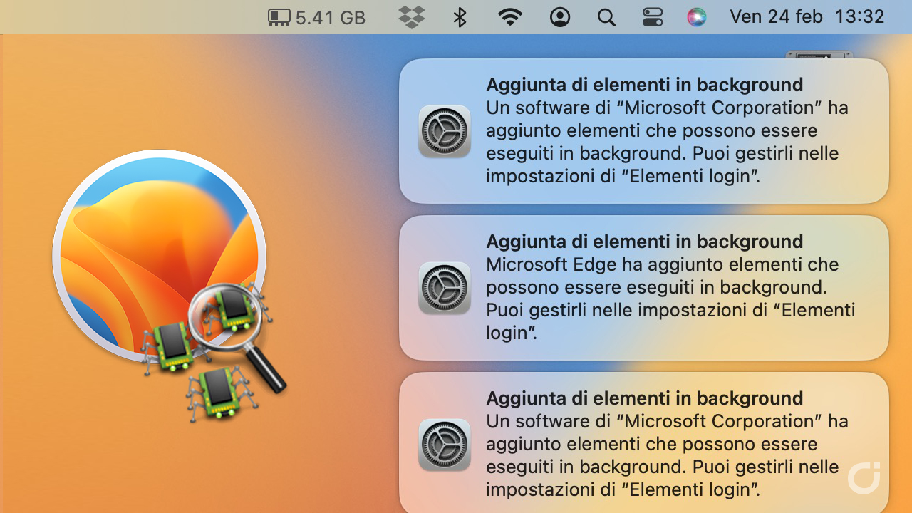 guida macos aggiunta elementi background