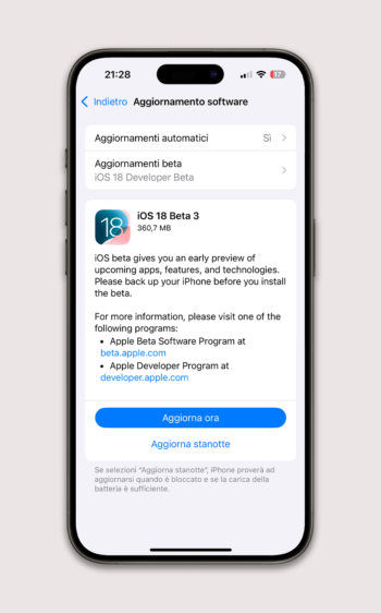 iOS 18 beta 3 nuovo rilascio