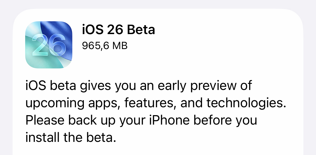 ios 26 beta 1 nuova build