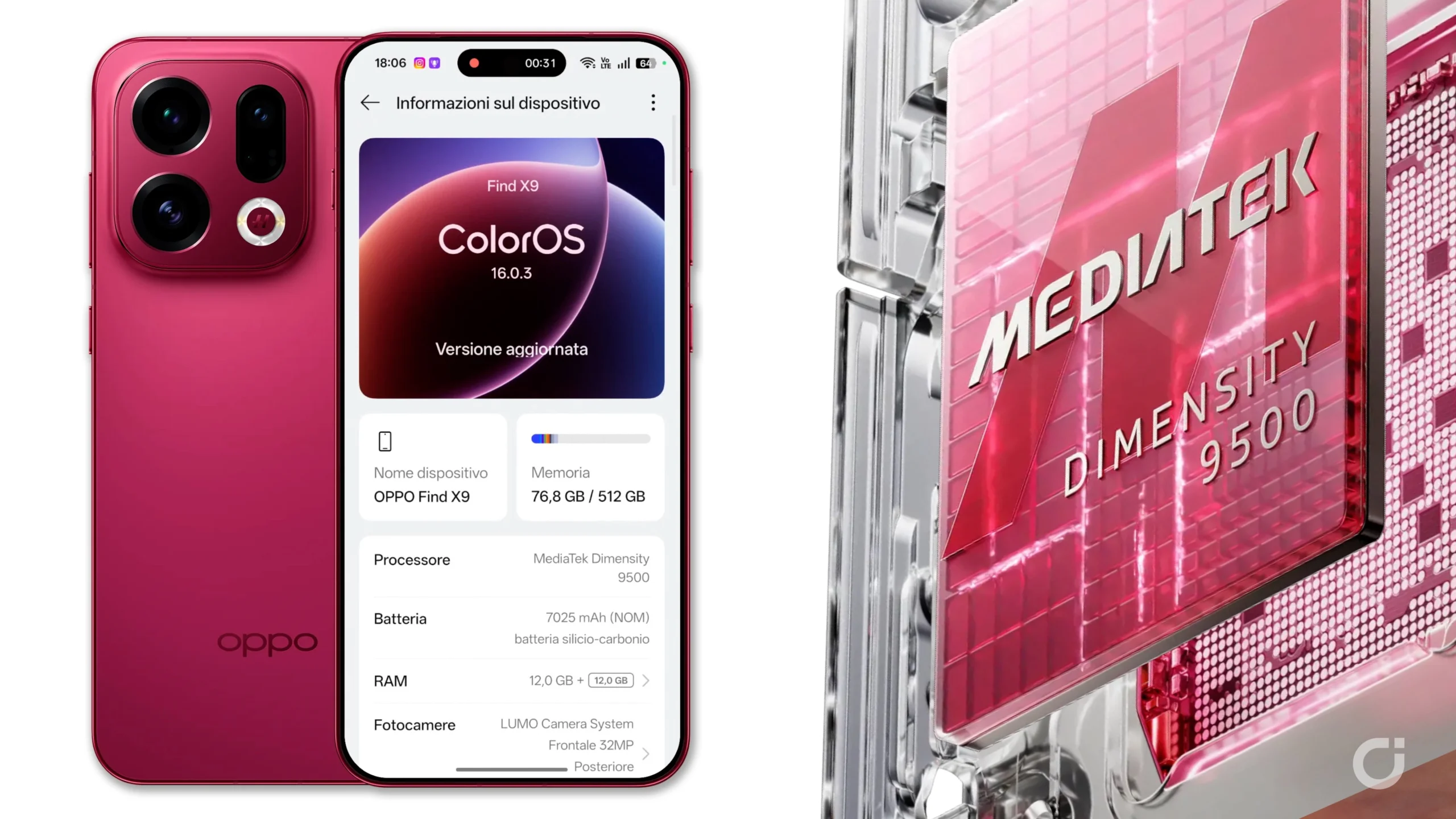 ColorOS, processore ram e archiviazione