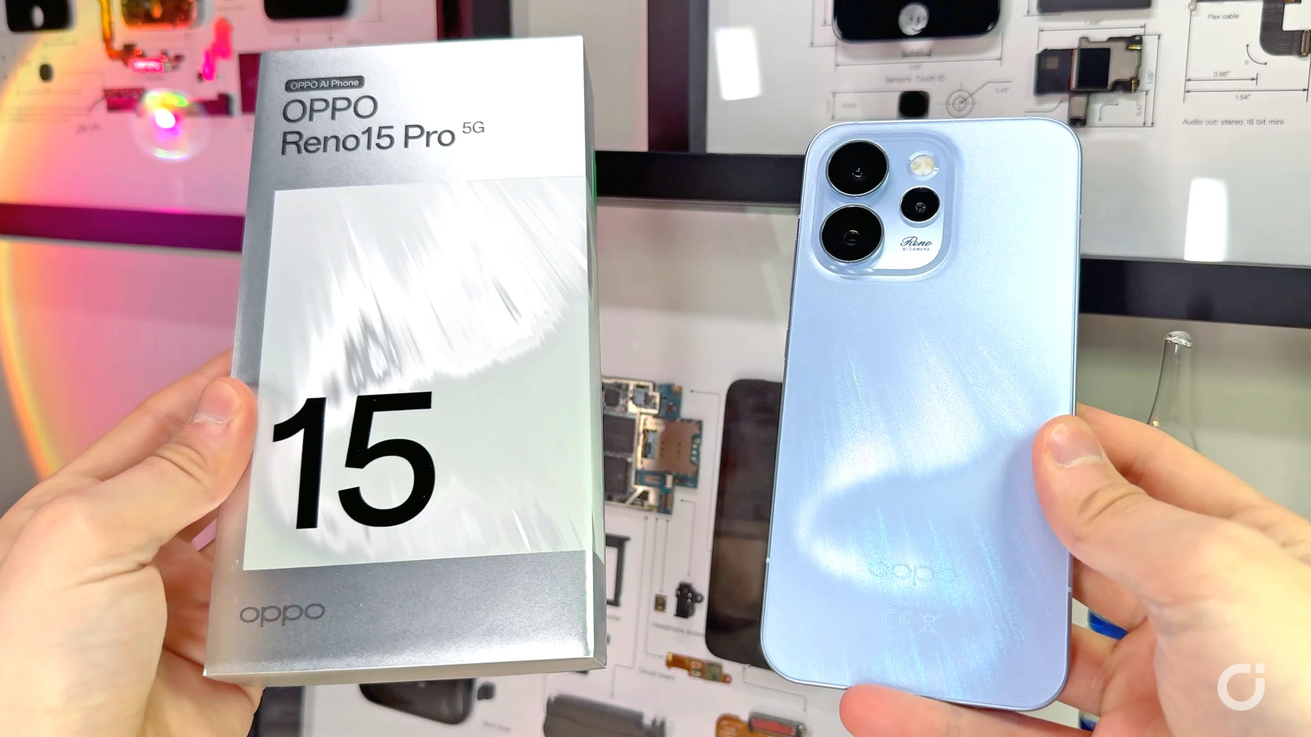 OPPO Reno 15 Pro confezione aurora blue